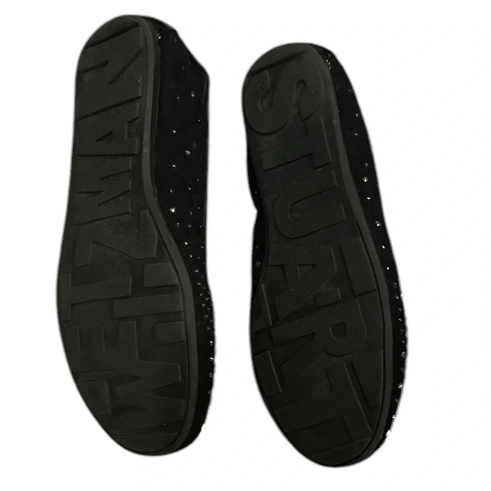 STUART WEITZMAN FANNIE PEARL BLACK STUD EMBELLISHED ROUND TOE BALLET FLAT SHOE 5